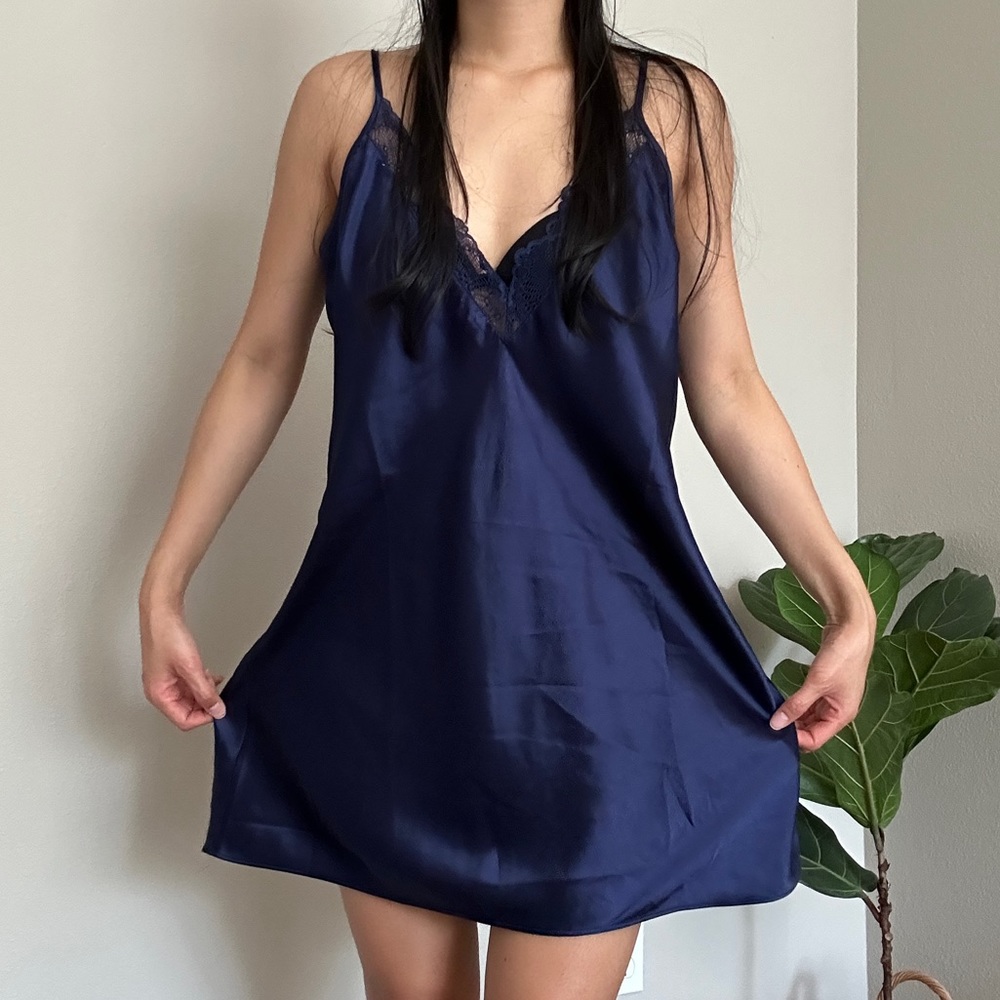 Royal blue lace slip dress